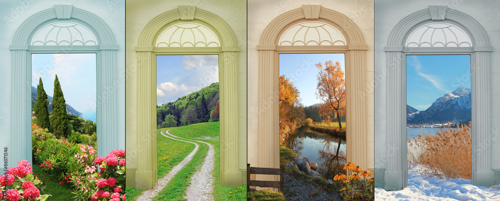 Wunschmotiv: Collage Vier Jahreszeiten 8 - mediterrane Landschaft, Sommerweg, #86071546