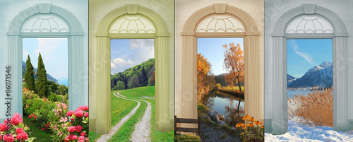 Photographie Collage Vier Jahreszeiten 8 - mediterrane Landschaft, Sommerweg,