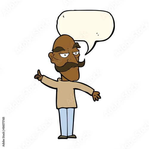 cartoon old man telling story with speech bubble
