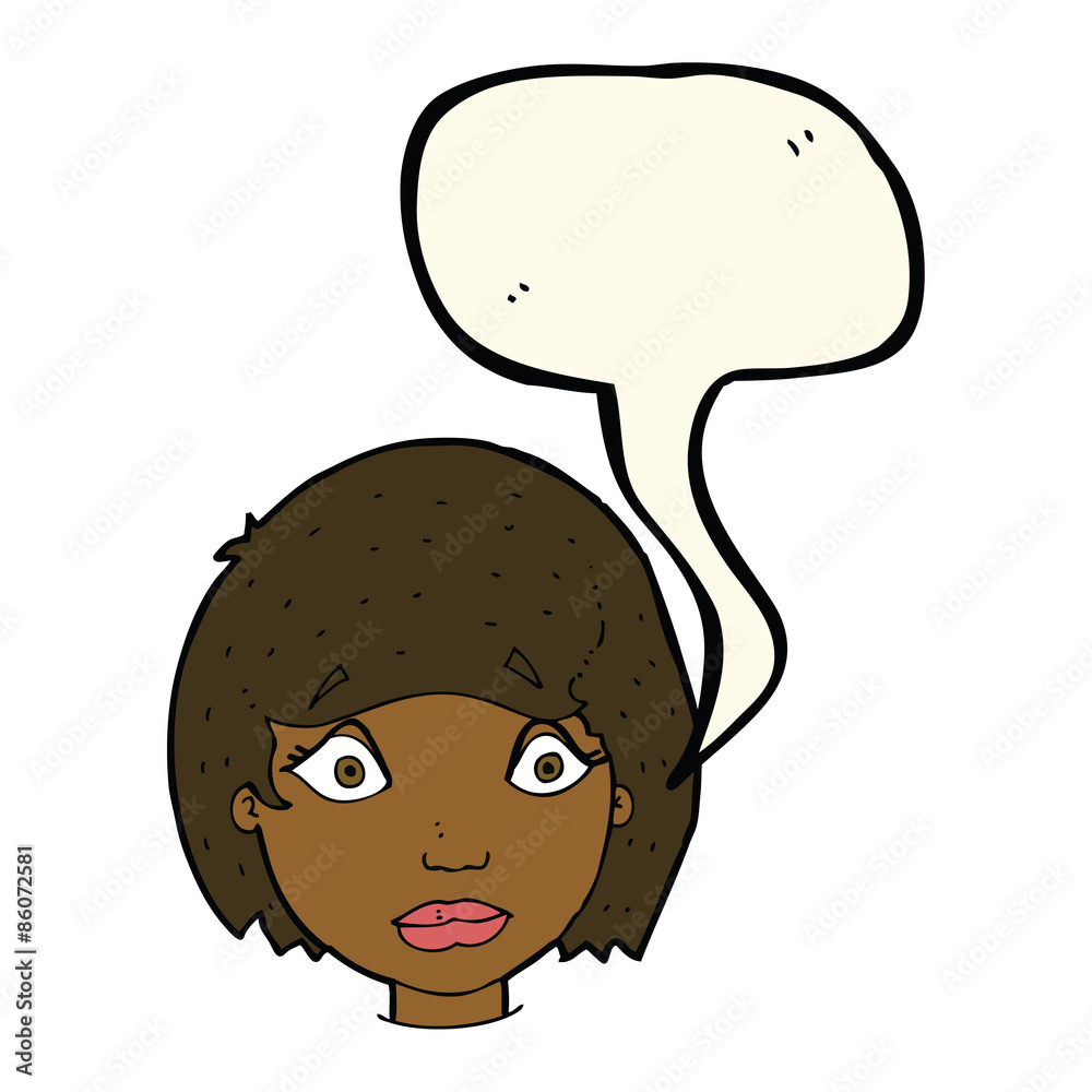 cartoon worried female face with speech bubble cartoon worried female face with speech bubble