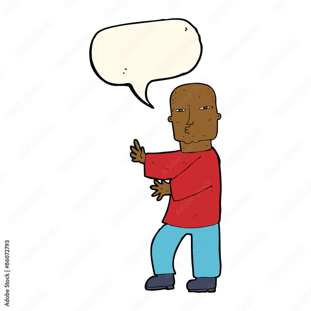 Fototapeta premium cartoon tough man with speech bubble