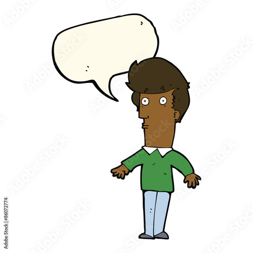 cartoon startled man with speech bubble
