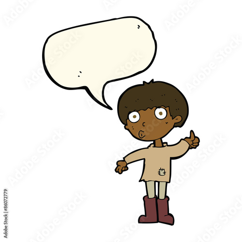 cartoon boy asking question with speech bubble