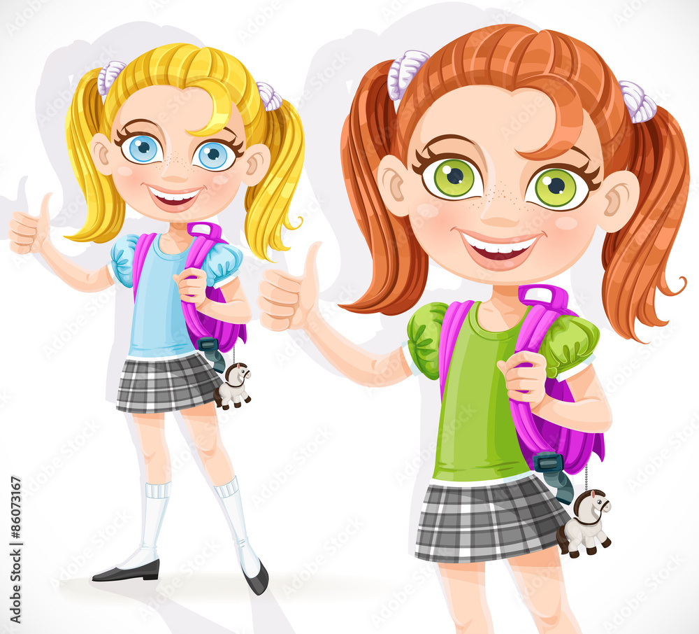 Cute girl student with a backpack Cute girl student with a backpack