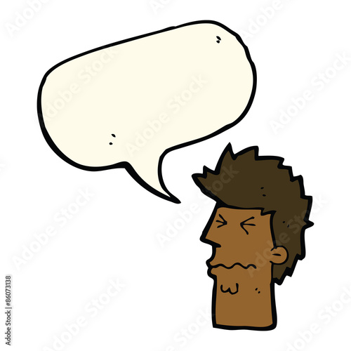 cartoon stressed out face with speech bubble
