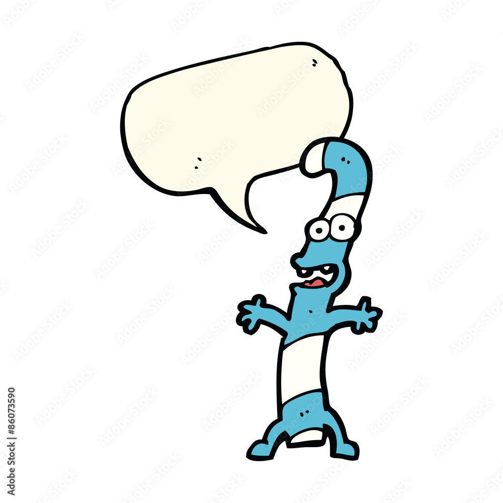 Fototapeta premium cartoon candy cane with speech bubble