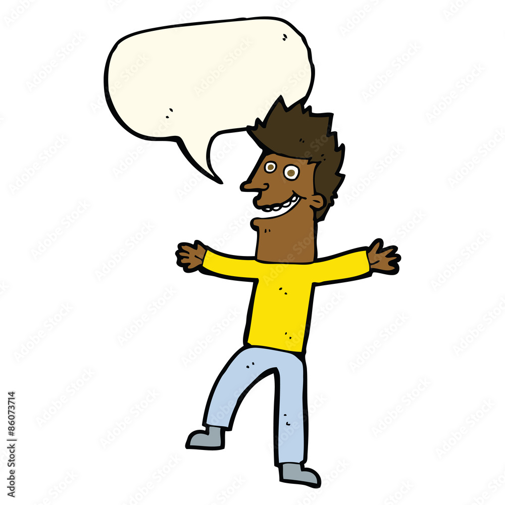 cartoon happy man with speech bubble cartoon happy man with speech bubble