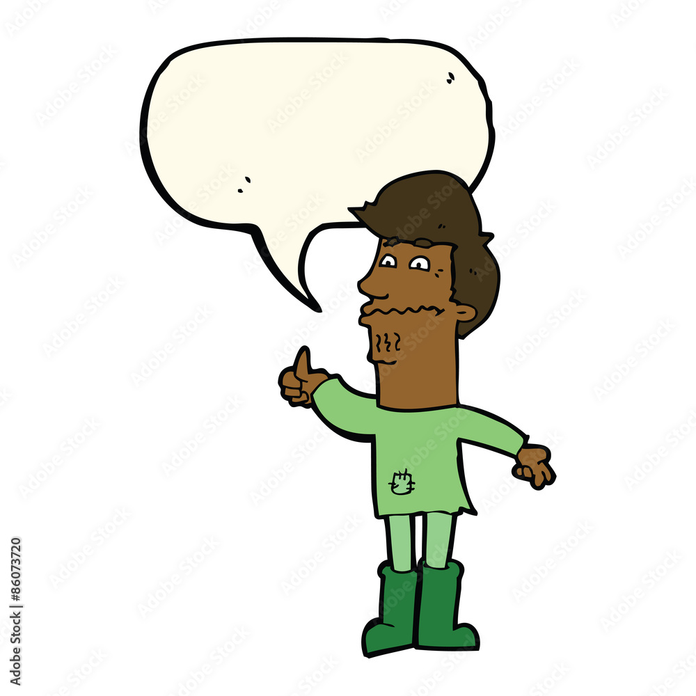 Obraz premium cartoon nervous man with speech bubble