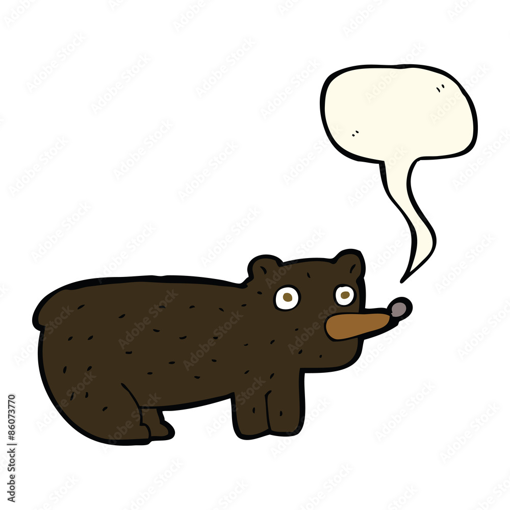 funny cartoon black bear with speech bubble funny cartoon black bear with speech bubble