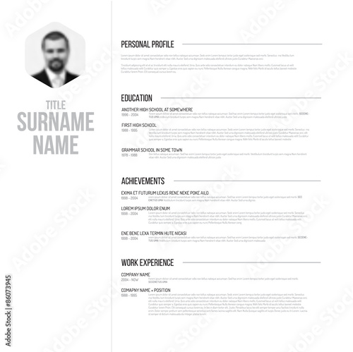 Minimalistic black and white cv / resume template