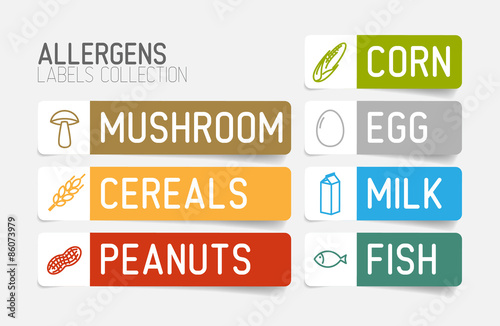 Vector sticker set for allergens