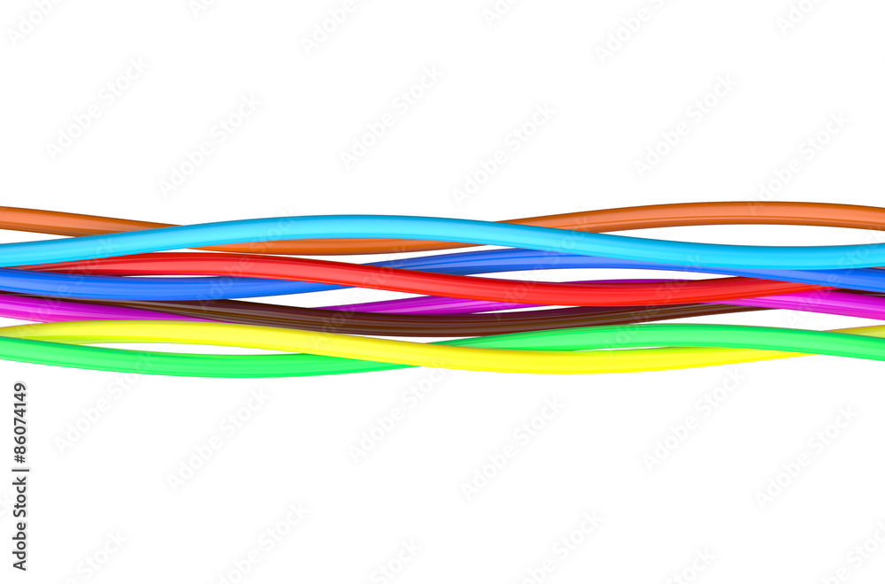 Colorful electrical cables or wires