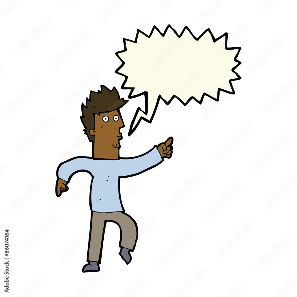 cartoon worried man pointing with speech bubble cartoon worried man pointing with speech bubble