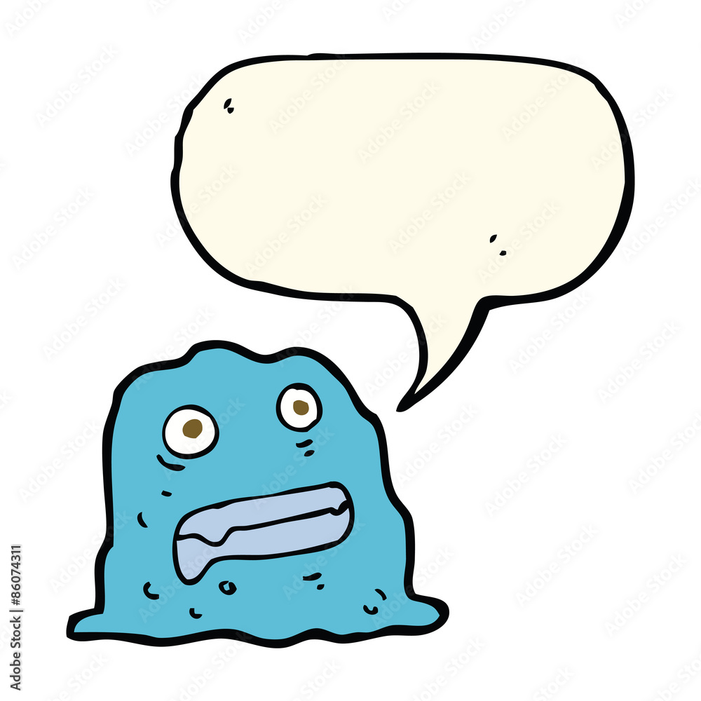 cartoon slime creature with speech bubble cartoon slime creature with speech bubble