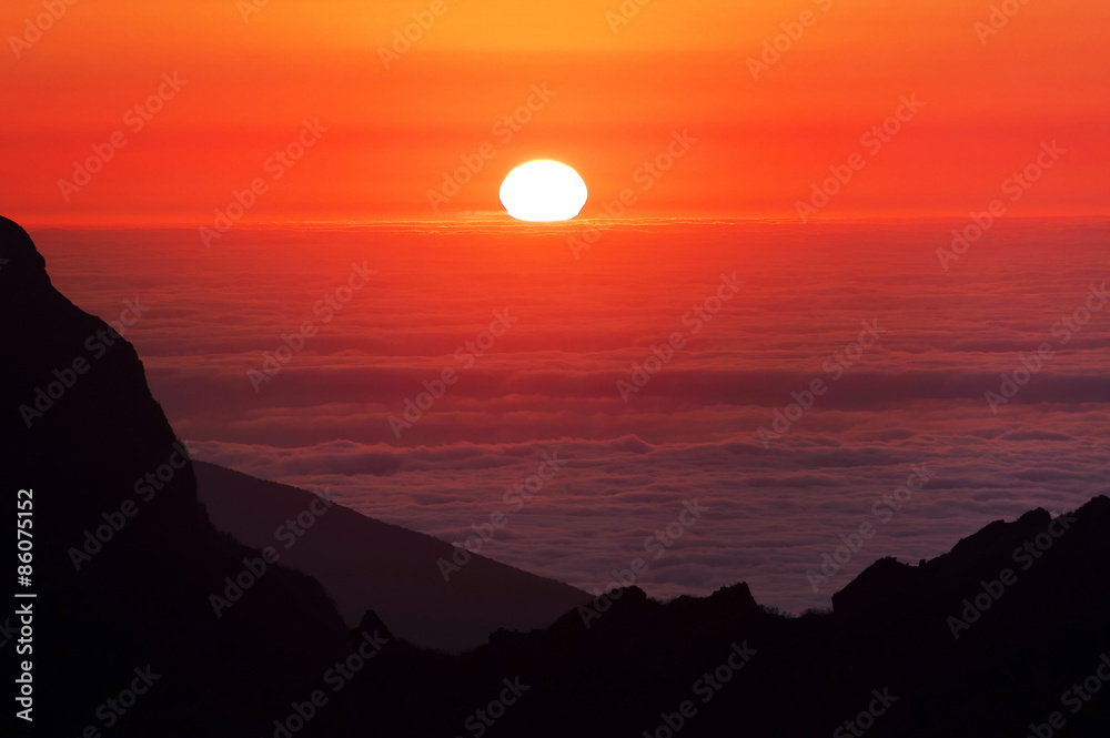 Alpine sunset light in Madeira Island, Portugal, Europe