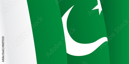 Background with waving Pakistani Flag. Vector