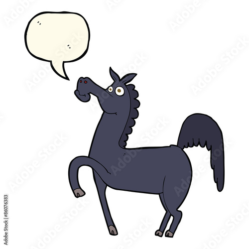 funny cartoon horse with speech bubble