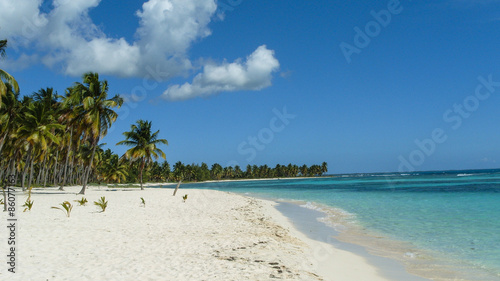 Fototapeta Naklejka Na Ścianę i Meble -  Beautiful white sand beach on the island of Saona