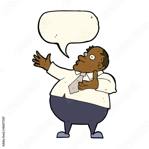 cartoon exasperated middle aged man with speech bubble