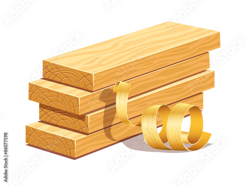 Rasped wooden boards and filings sawdusts. Eps10 vector