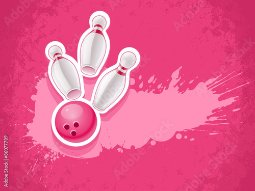 Skittles and ball for playing the bowling game. Eps10 vector