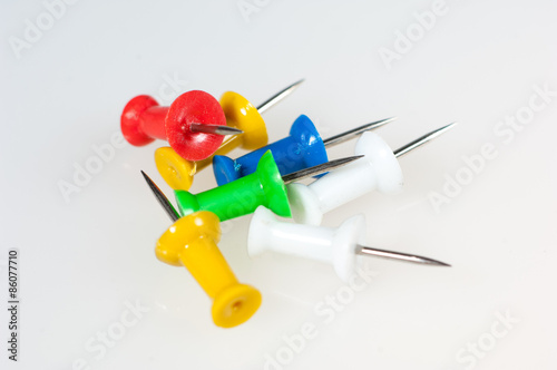 Set of push pins in different colors