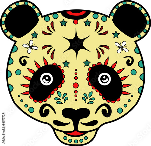 Fototapeta Naklejka Na Ścianę i Meble -  vector illustration of a decorated panda's head