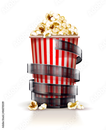 Paper container full of popcorn. Eps10 vector illustration.
