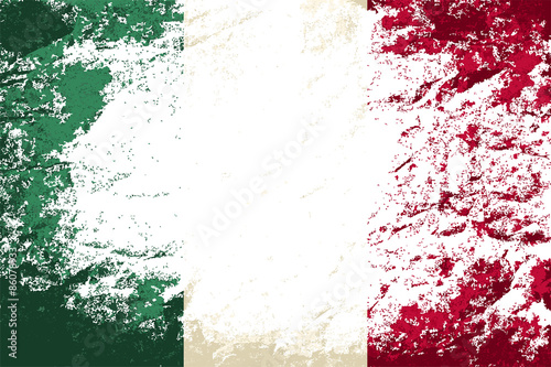 Italian flag. Grunge background. Vector illustration