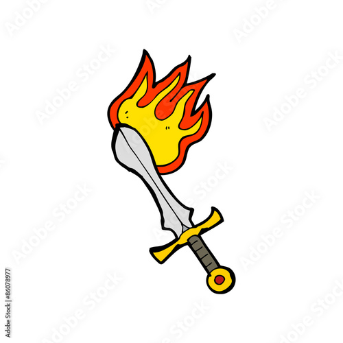 cartoon flaming sword