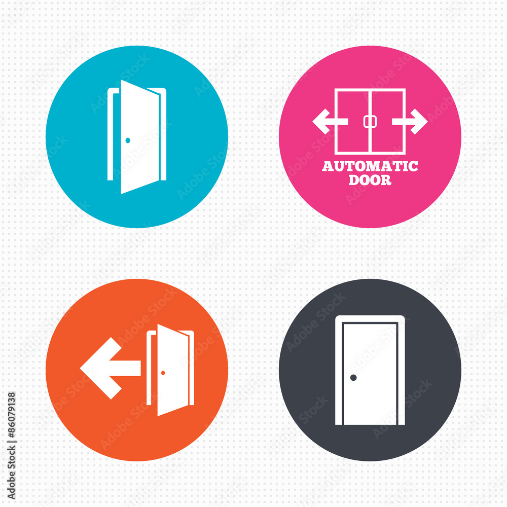 Doors signs. Emergency exit with arrow symbol. Doors signs. Emergency exit with arrow symbol.