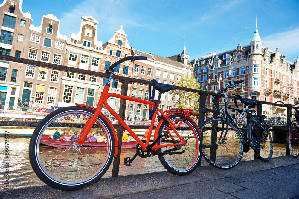 bike on amsterdam street in city