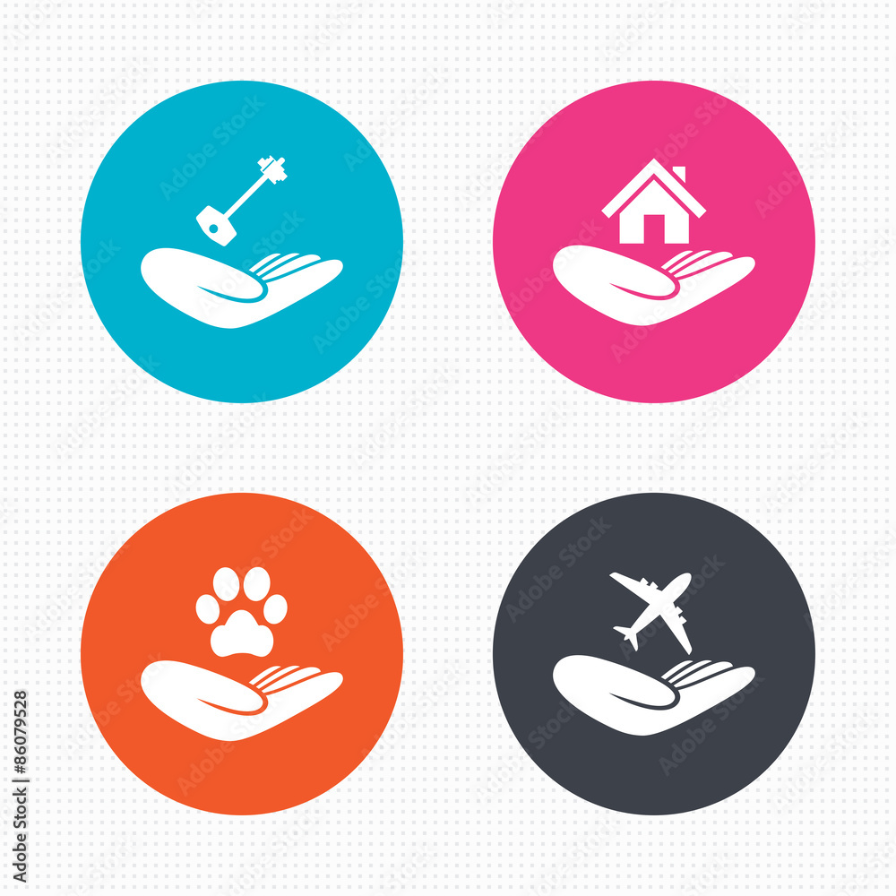Helping hands icons. Protection and insurance. Helping hands icons. Protection and insurance.
