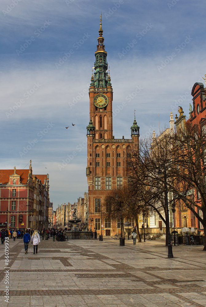 Fototapeta premium Beautiful old style main square in Gdansk (Poland)