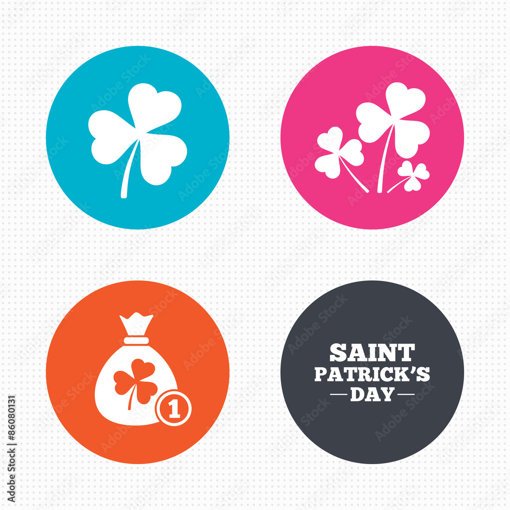 Saint Patrick day icons. Money bag with coin.