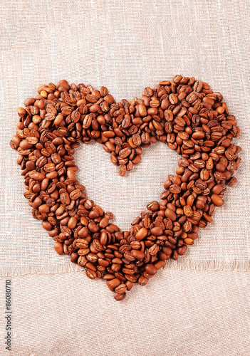 heart from coffee beans