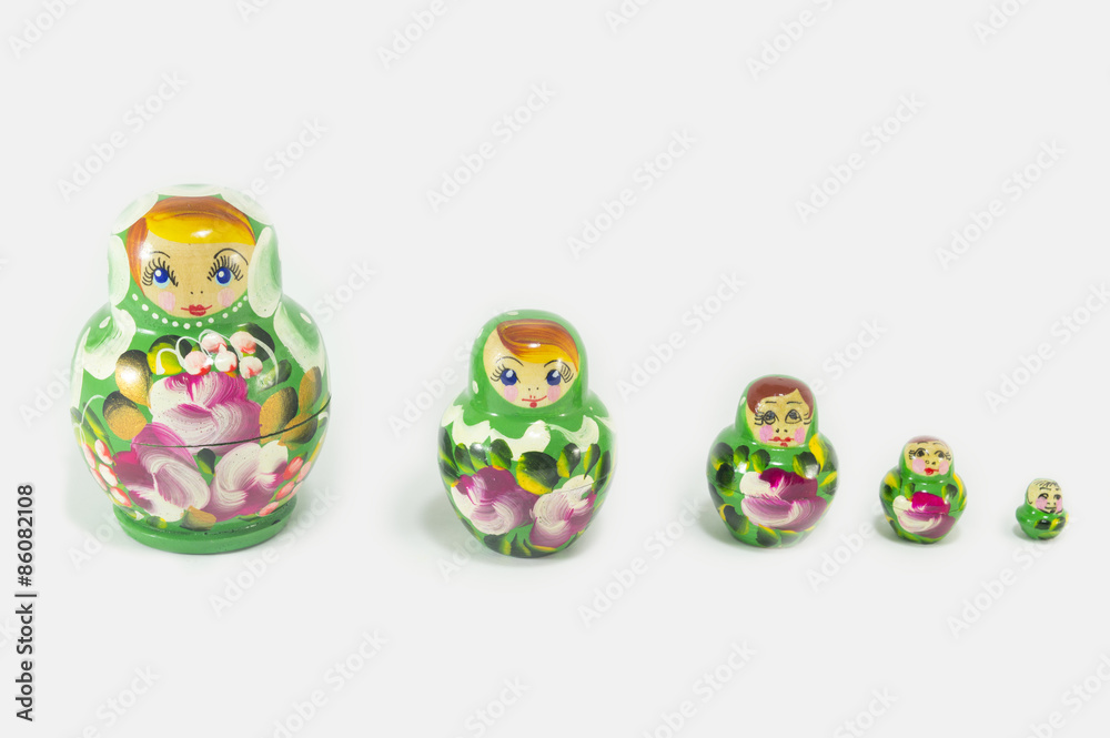 Russian dolls isolated