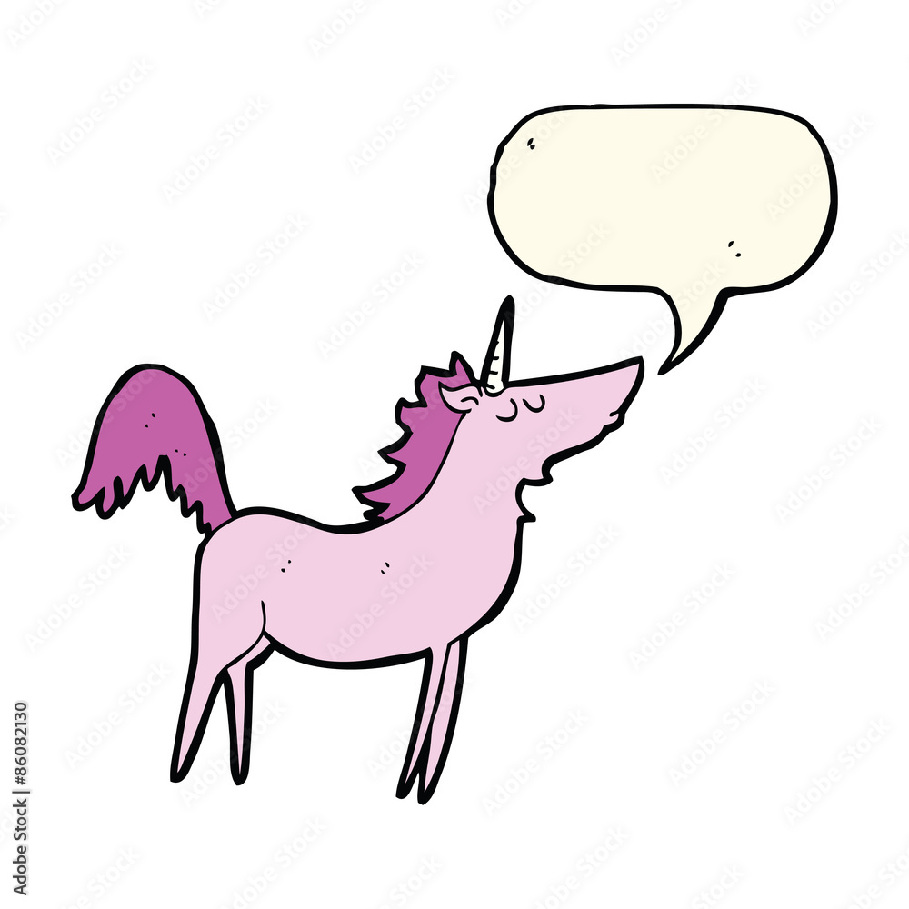 cartoon unicorn with speech bubble