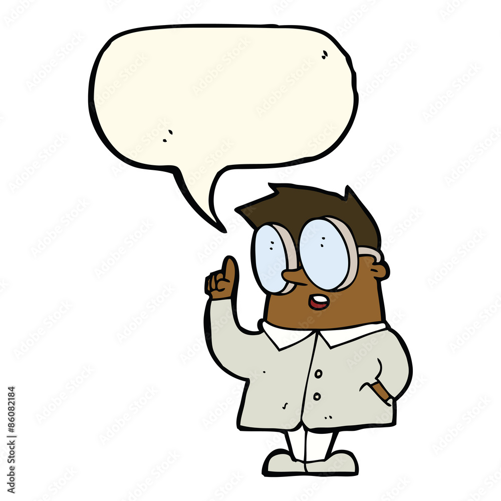 Fototapeta premium cartoon scientist with speech bubble