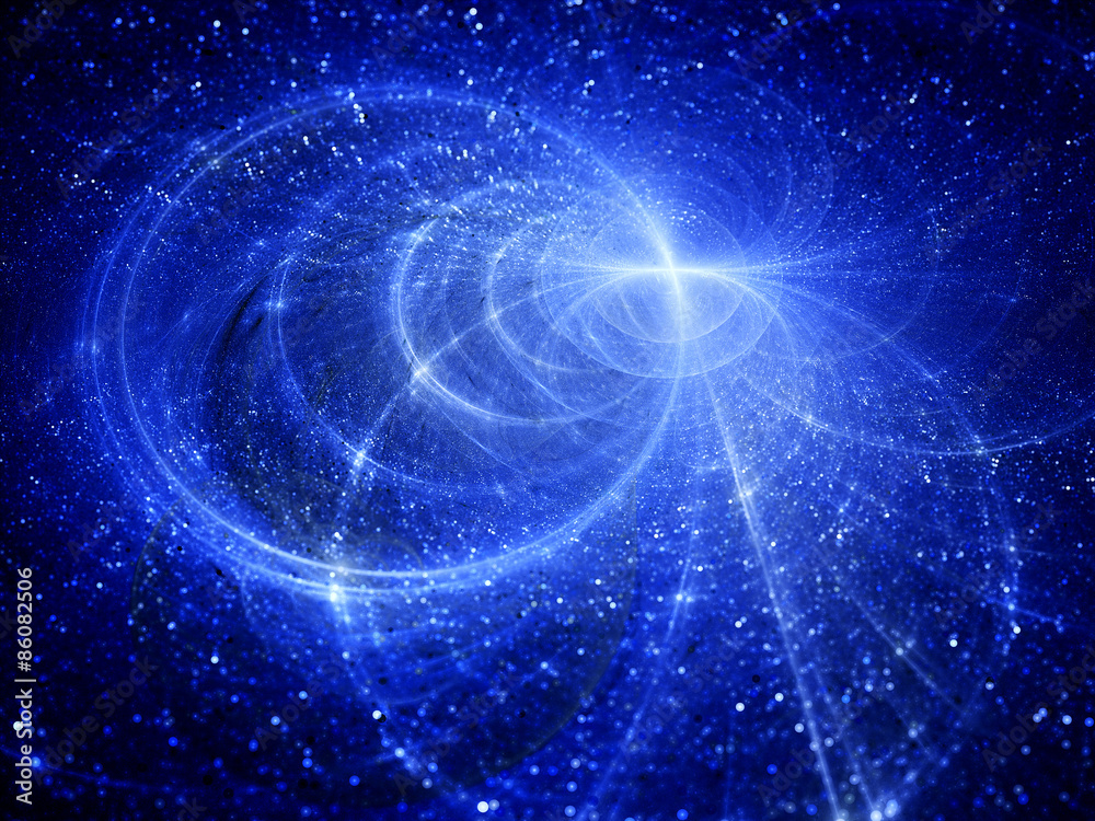 Fototapeta premium Blue glowing circular trajectories ins space