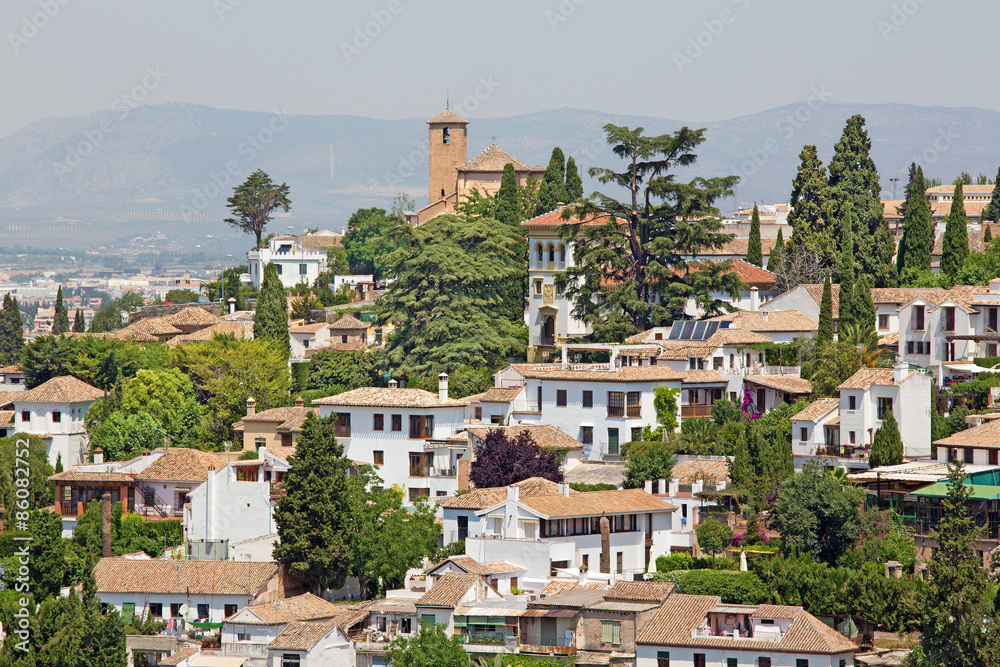 Granada - look to Albayzin district and Saint Crostobal church