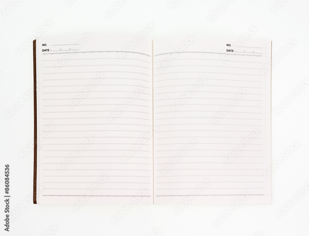 open notebook on white background open notebook on white background