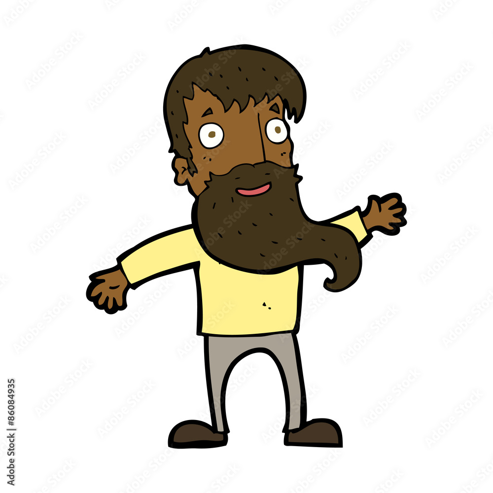 cartoon man with beard waving cartoon man with beard waving