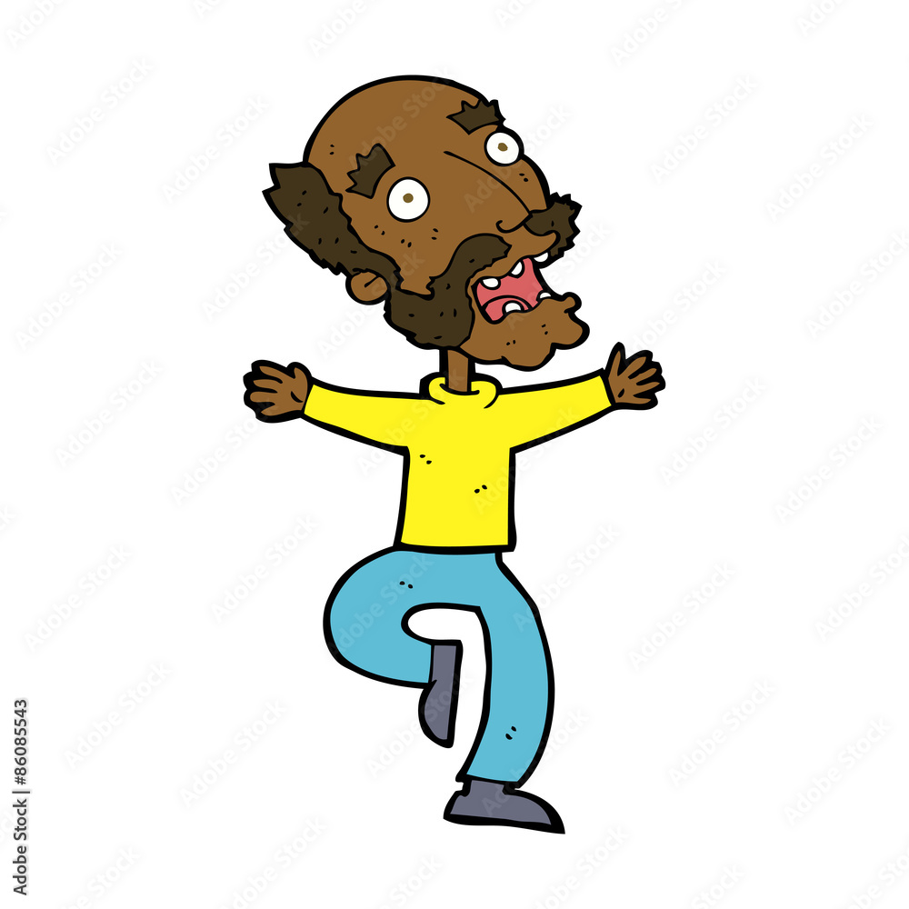 cartoon old man having a fright
