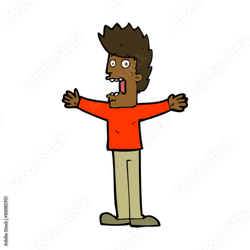 cartoon terrified man