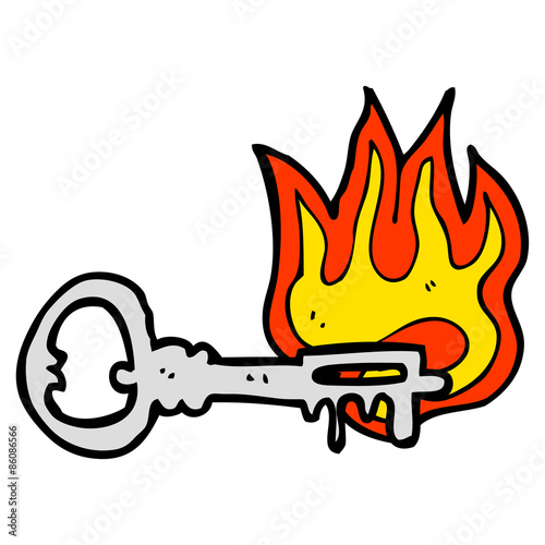 cartoon flaming key