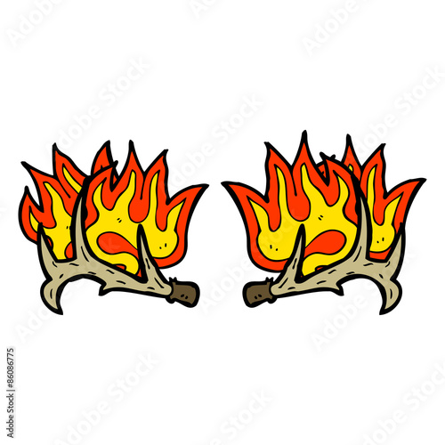 cartoon flaming antlers