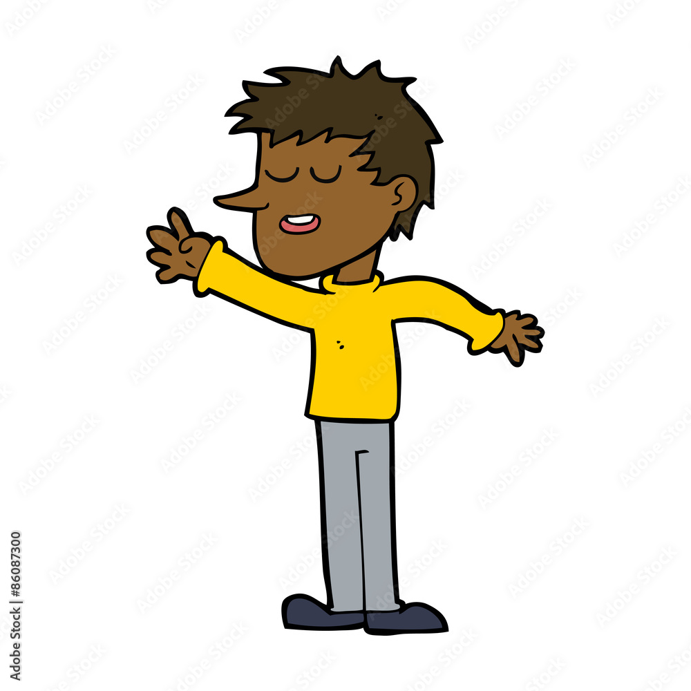 cartoon happy man reaching cartoon happy man reaching