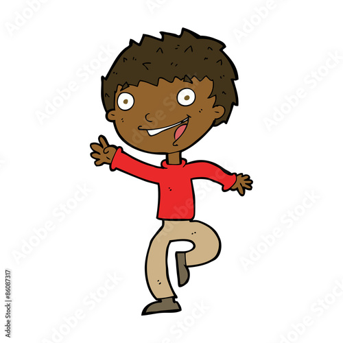 cartoon excited boy