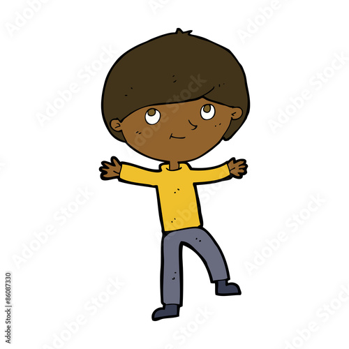 cartoon excited boy